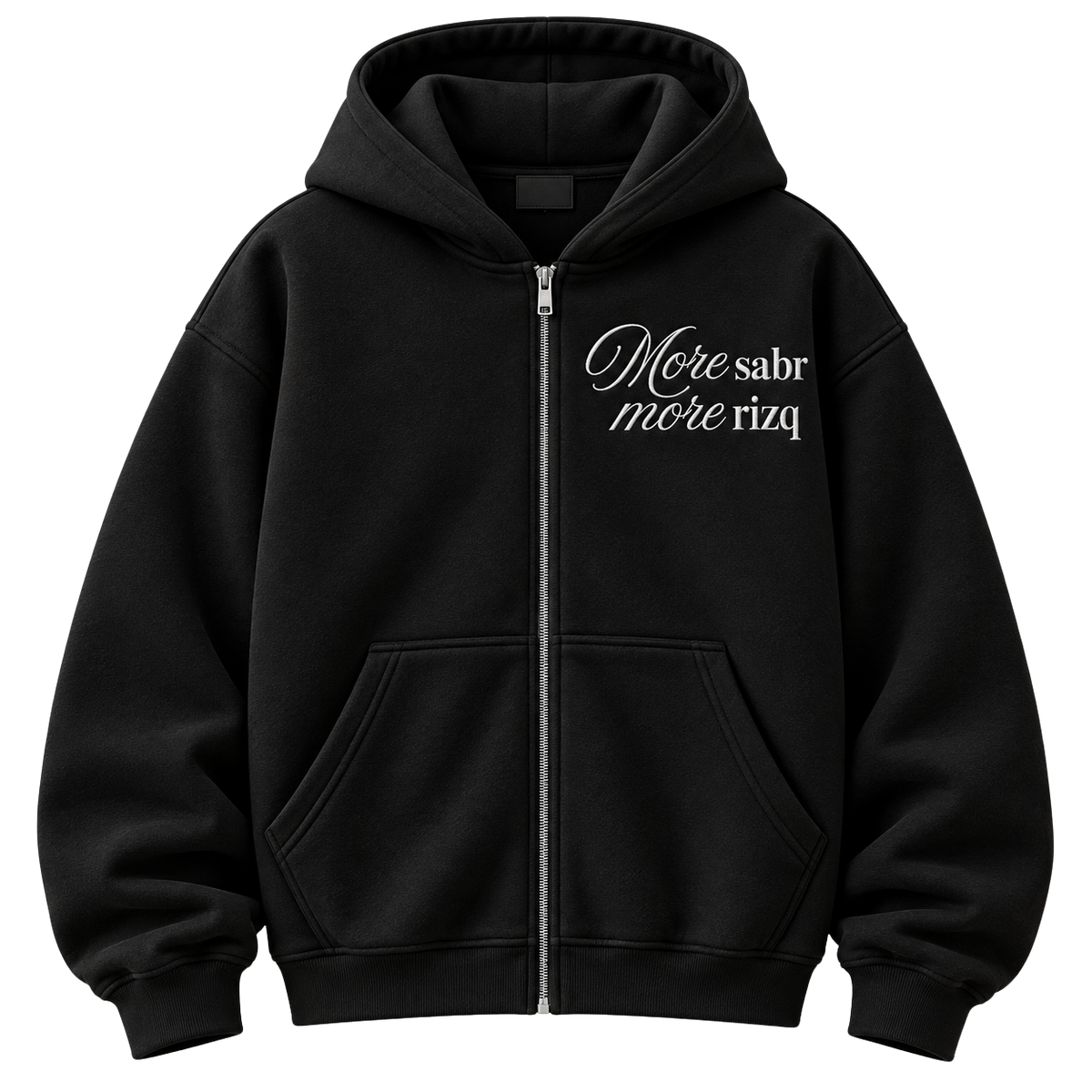 The "More Sabr More Rizq" Zip-Up Hoodie