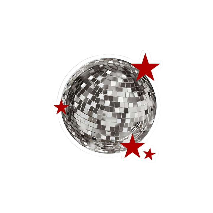 Disco Ball & Red Stars Sticker