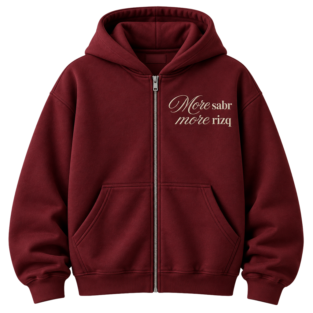 The "More Sabr More Rizq" Zip-Up Hoodie