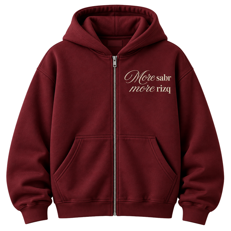 The "More Sabr More Rizq" Zip-Up Hoodie